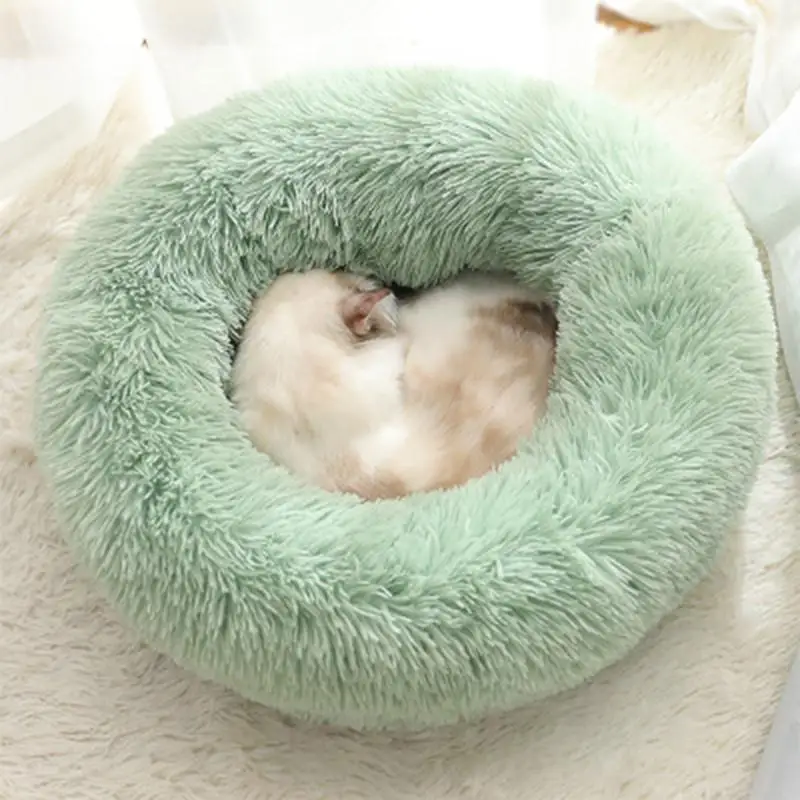 Кровать для питомца собаки Удобная пончик Cuddler круглая собачья Конура ультра мягкая моющаяся подушка для собаки и кошки зимний теплый диван Горячая sell2810 - Цвет: Light green