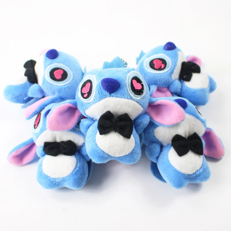 10pcsset 8cm lilo and stitch plush doll keychains big eyes pink style soft stuffed plush toys pendant free global shipping