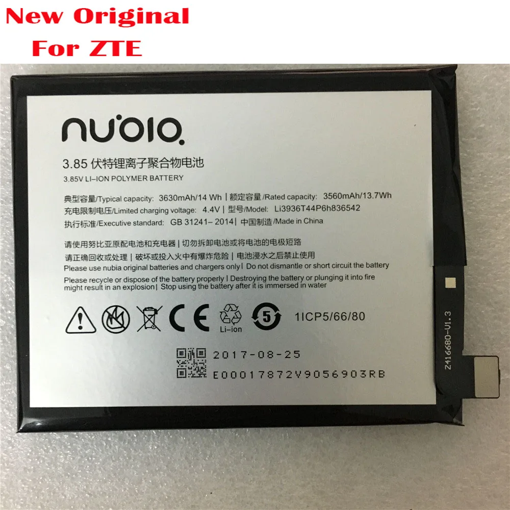 

100% Original 3630mAh Li3936T44P6h836542 Battery For ZTE/Nubia Nubia M2, Nubia M2 Dual SIM, Nubia M2 Dual SIM TD-LTE, NX551J