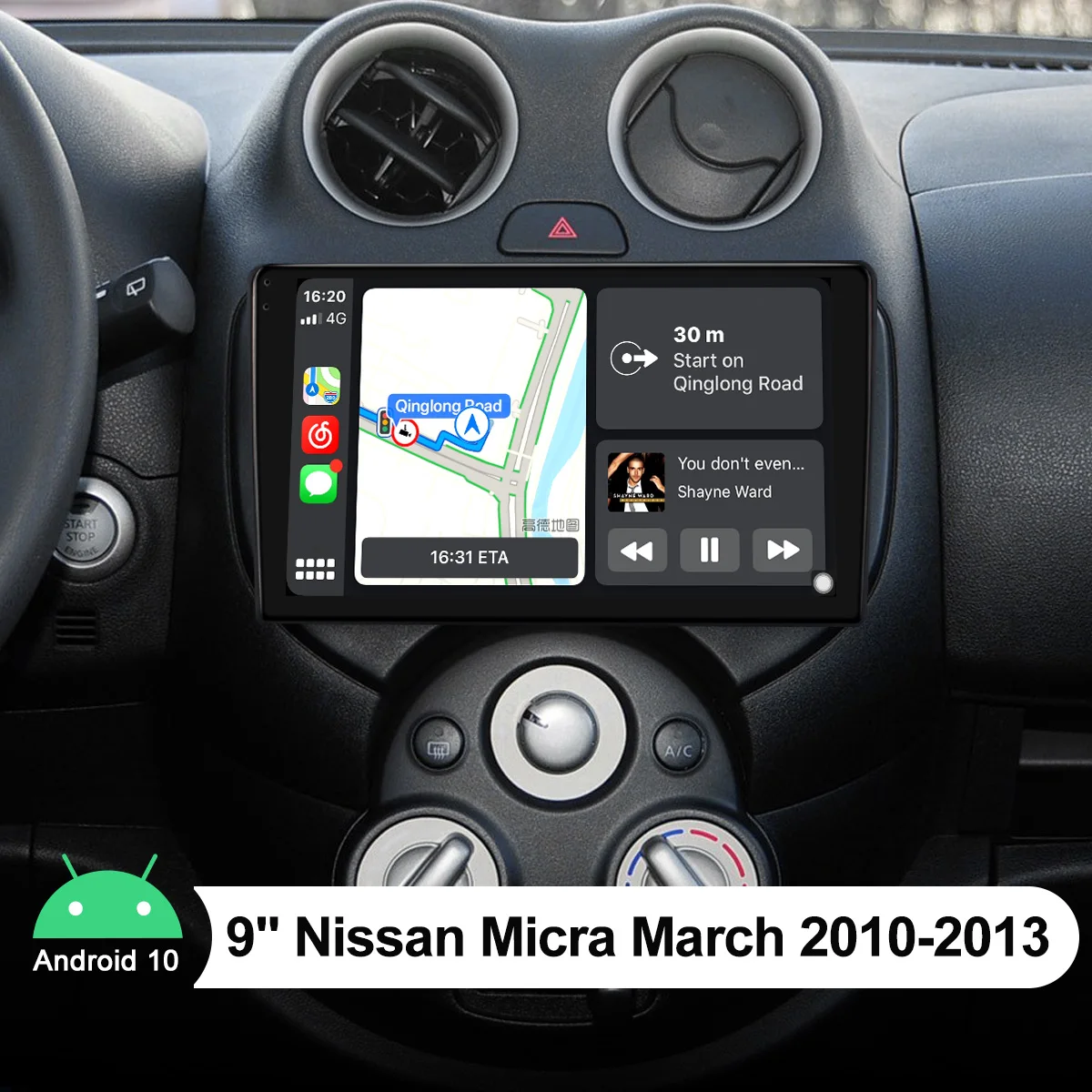

9 Inch Intelligent Car Systems Carplay With Carplay And Steering Wheel 1280*720 Android 10.0 For Nissan Micra March 2010-2013