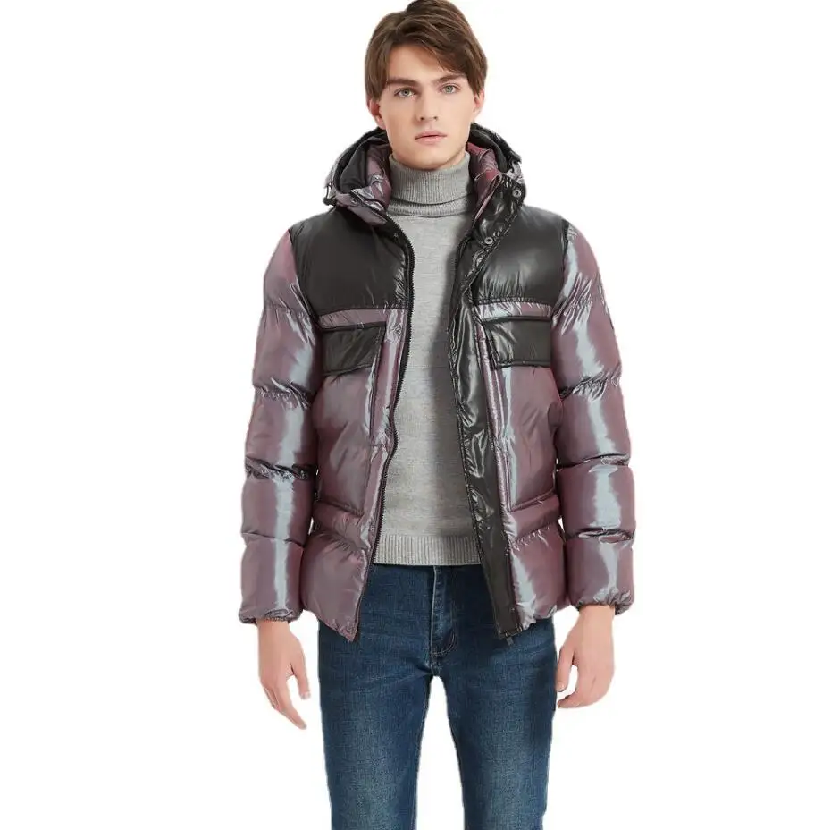 

Зимняя мужская куртка, Теплая мужская пуховая одежда с хлопковой подкладкой, пуховик, парка, модная повседневная короткая куртка с капюшоно...