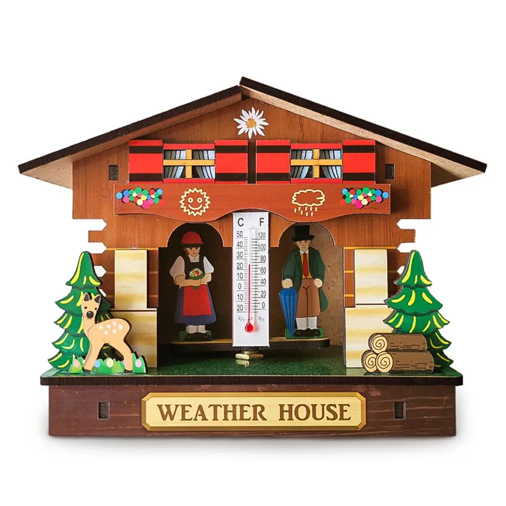 Деревянный домик барометр термометр и гигрометр украшение для дома настенные