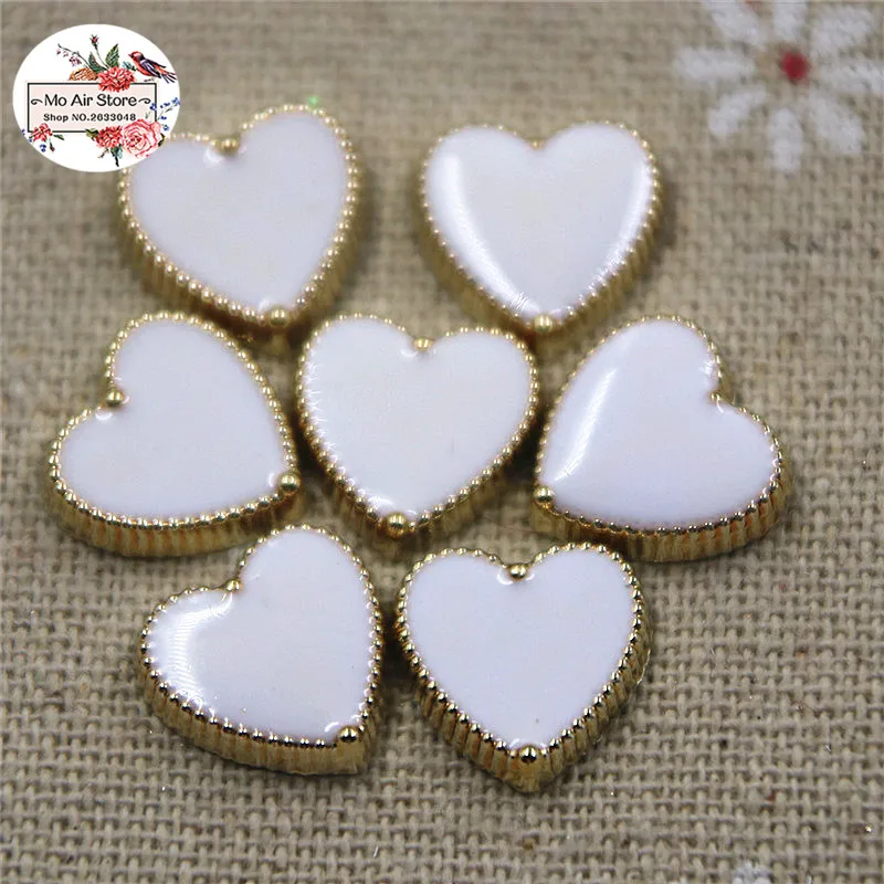 50 шт. 12 5 мм Разноцветные пуговицы в форме сердца с плоским основанием для