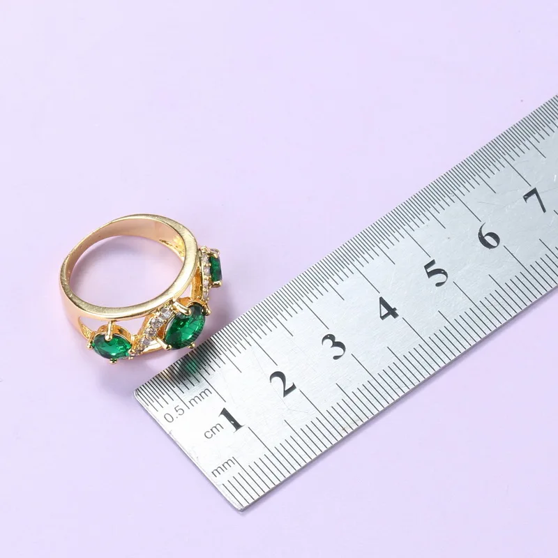 ААА + фианит костюм зеленый комплект ювелирных изделий золото-цвет африканские