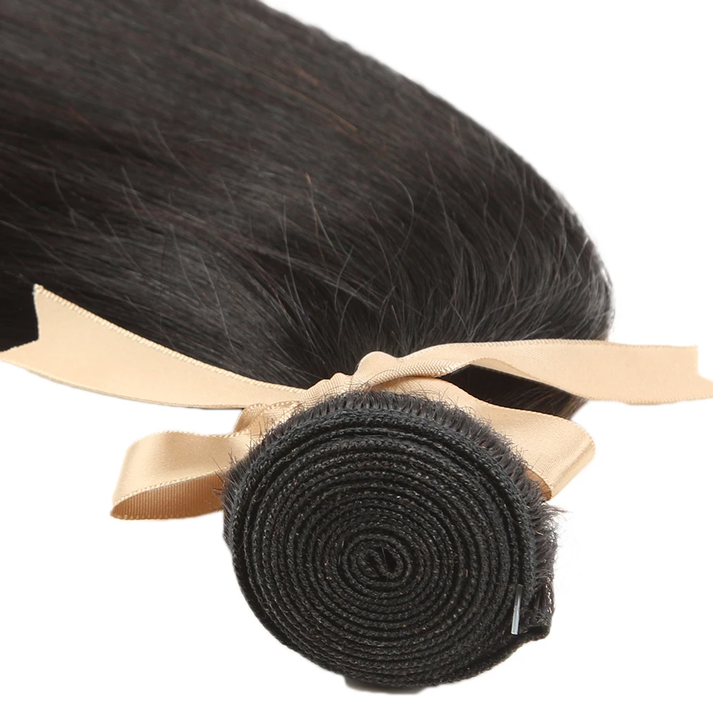 Гладкие прямые пучки волос с закрыванием 28 дюймов натуральных 100% бразильские 3