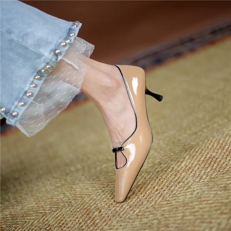 

MORAZORA New Patent Genuine Leather Pumps Women Summer High Heels Party Wedding Shoes Fashion Square Toe Ladies Shoes