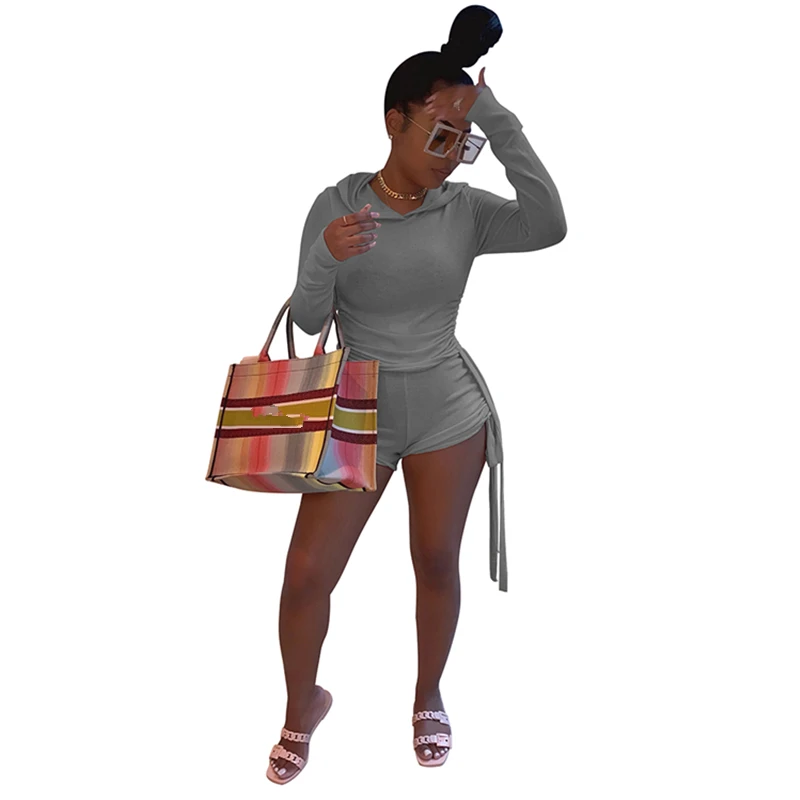 

Женская однотонная Толстовка с длинным рукавом и шорты