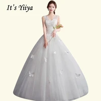 v neck wedding dress its yiiya br685 appliques long vestidos de novia elegant lace wedding bowns sleeveless bridal dress