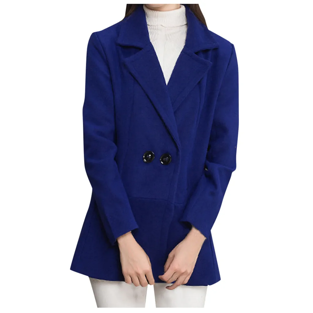 Новинка зимы модный тонкий Женский Тренч из кашемира и шерсти с отворотом