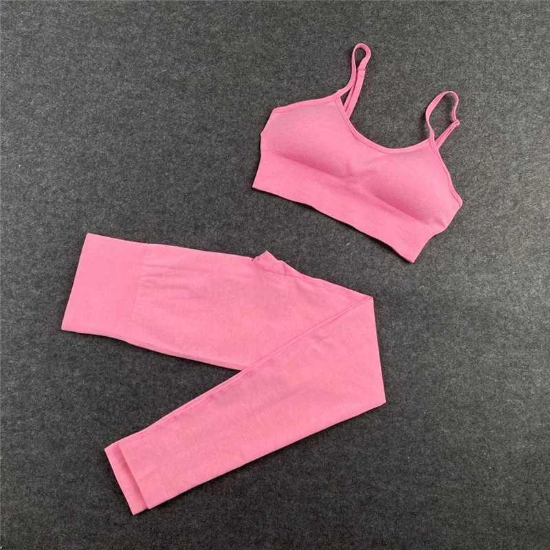 

2020 Vital Seamless Women Sports Set Gym Clothing Sportswear Push Up Bra Tops High Waist Sports Pants Leggings Running Suit