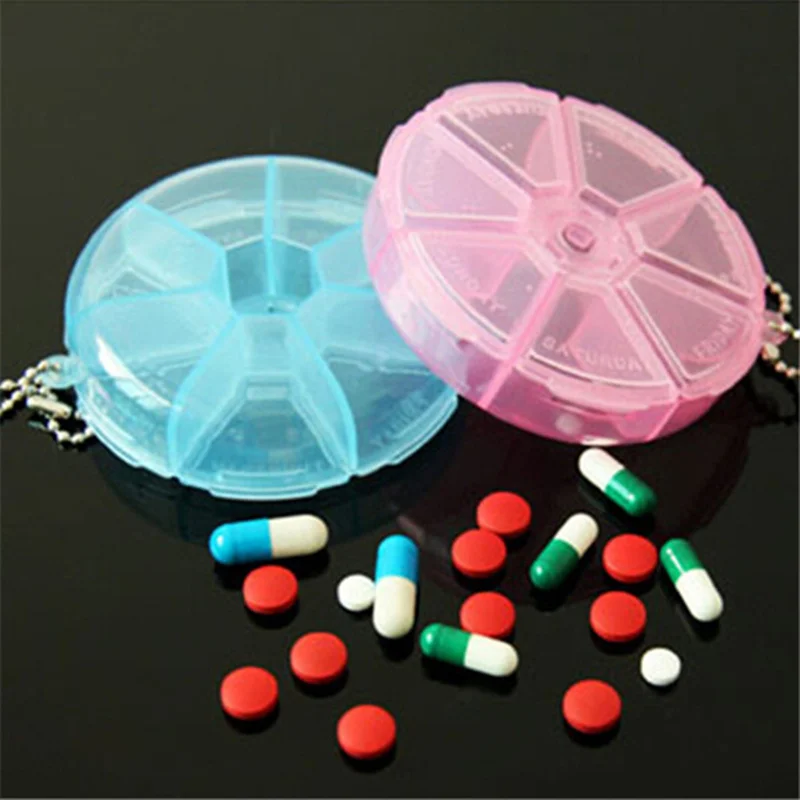 3pcs роторный Круглый 7 ящик для хранения наркотиков Портативный цепи многоцветные
