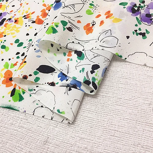 Красочные пятна и Листья печати 100% чистый шелк креп де chine ткани SCDC694|crepe de fabric|silk