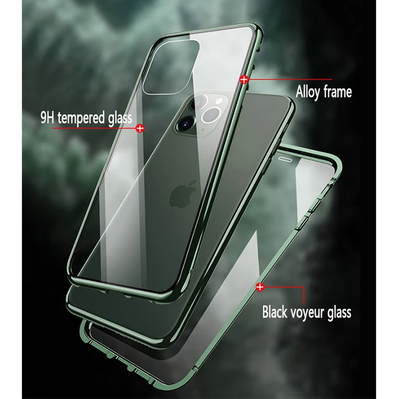 

Anti-peeping Magnetic Case For iPhone 7 8 6 6S Plus SE 2020 XR X XS Max 12 11 Pro Max Mini Double-Sided Glass Privacy Cover