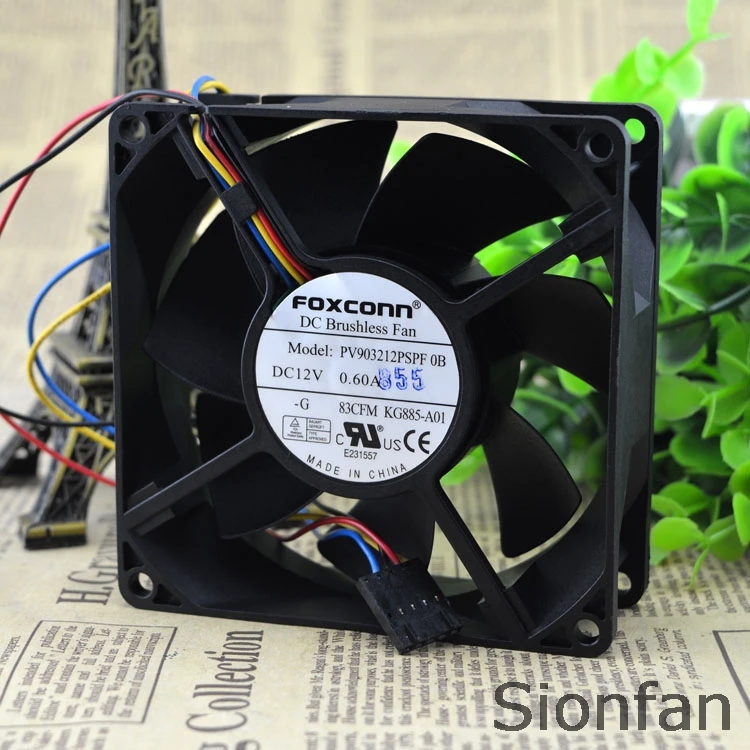 Для Foxconn 9032 12V0.60A PV903212PSPF0A немой 4-провод PWM контроллер температуры шасси вентилятор