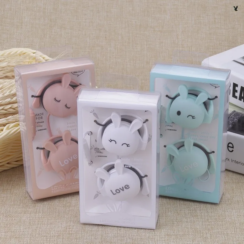 

Wired Earphone Cartoon Cute Rabbit Wired Headset Headphone Volume Control Portable Cute Student Earphone Girls Gift