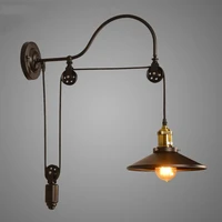 industry vintage retro loft wall lamp home goddess adjustable iron pulley light for bedroom restaurant corridor cafe bra sconce