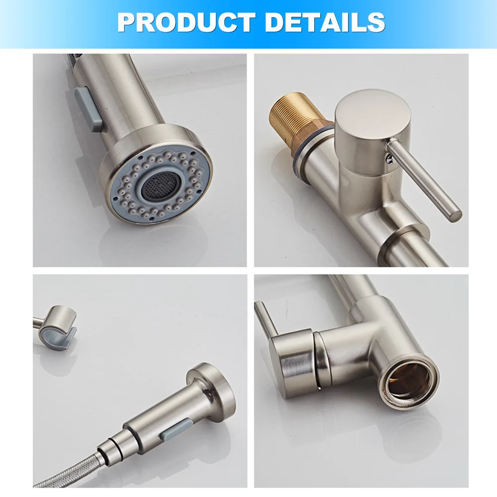 

Matte Black Silver Kitchen Faucet Deck Mounted Mixer Tap 360 Degree Rotation Stream Sprayer Nozzle Kitchen Sink Hot Cold Taps