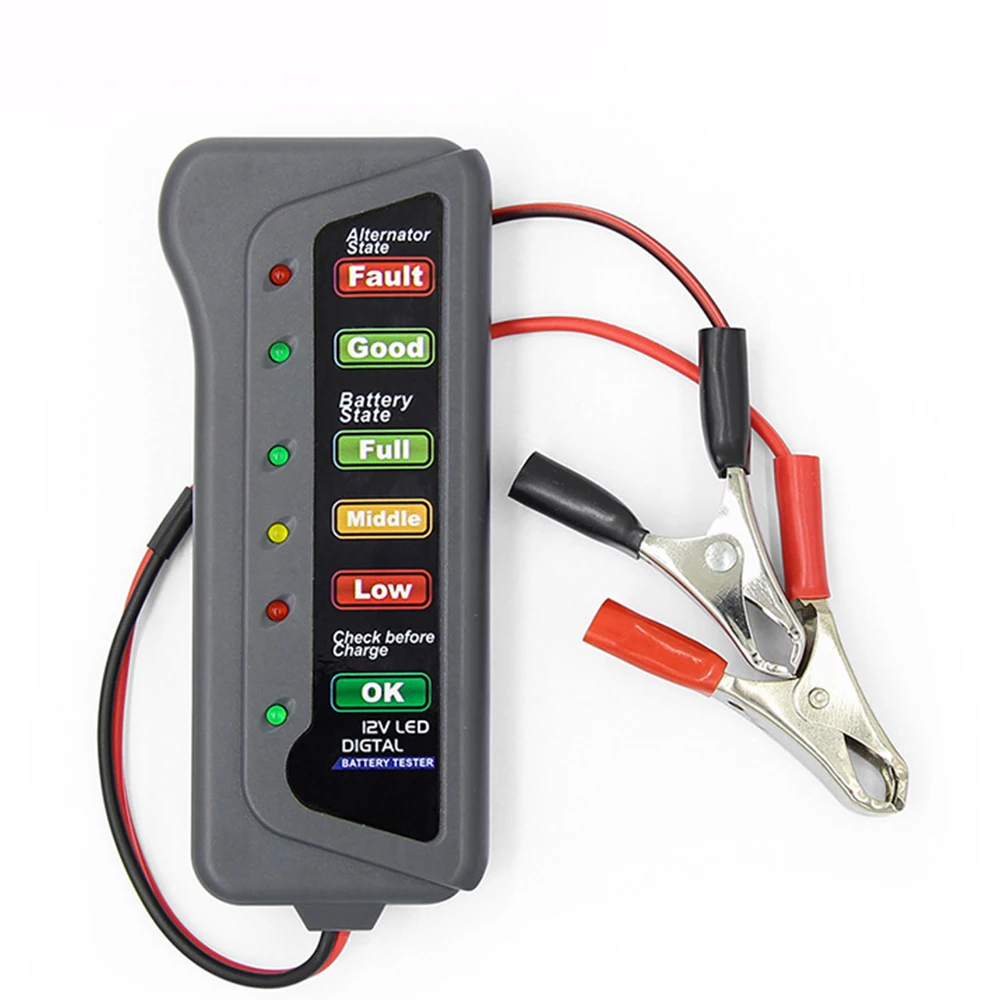 12V Цифровой Батарея Генератор тестер с 6 светодиодный свет Дисплей Автомобильная