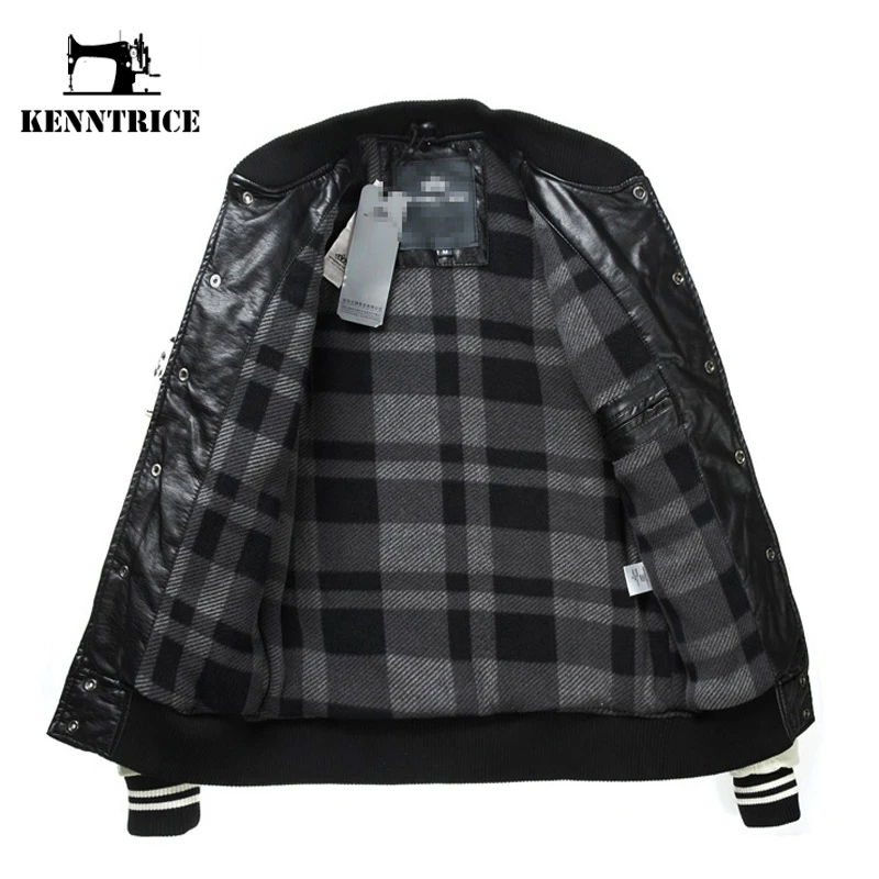 Kenntrice бейсбольные кожаные куртки для колледжа Мужская зимняя кожаная куртка из