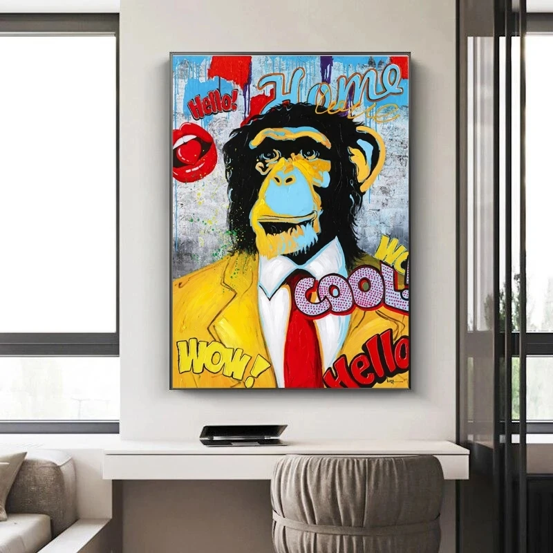 Уличное художественное изображение обезьяны на стену поп-арт картины лофт