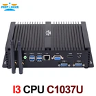 Причастник промышленный безвентиляторный мини ПК Celeron 1037U 1007U HDMI VGA HD 4K микро компьютер 2 * RS232 COM киоск Прочный Маленький ПК