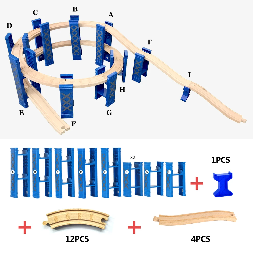 

circular double-layer elevated railway bridge bridge bracket + track suitable for Br wooden trains children's educational toys