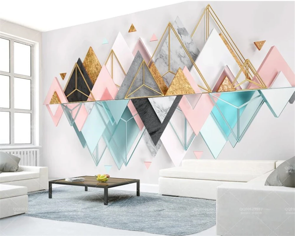 3d обои beibehang для домашнего декора HD атмосферные Треугольные металлические