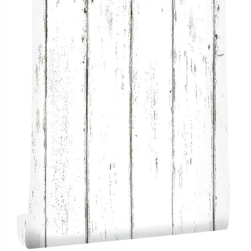 

White Wood 3D Wallpaper Peel and Stick Wall Papers Self Adhesive Sticker Removable Mural for Kidroom Bedroom Wall Home Decor