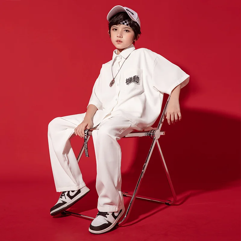 Детская одежда в стиле K-POP белая рубашка большого размера топ с коротким рукавом