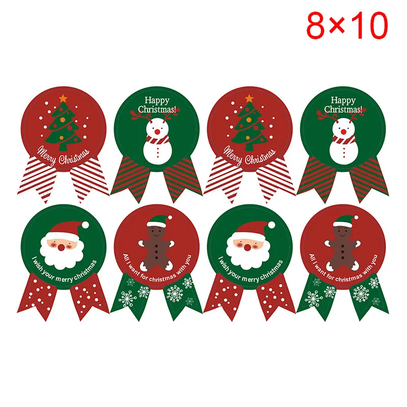 

80pcs Christmas Label Paper Sticker Gift Package Sealing Stickers for Cookie Candy Nuts Package X'mas Tree Snowman D1