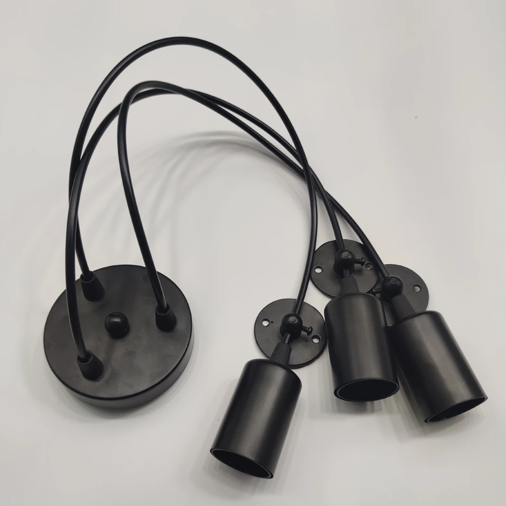 Lámpara colgante Retro DIY, Base de lámpara múltiple, Cable negro E27, lámparas colgantes industriales de araña para cafetería y Bar, 0,75mm