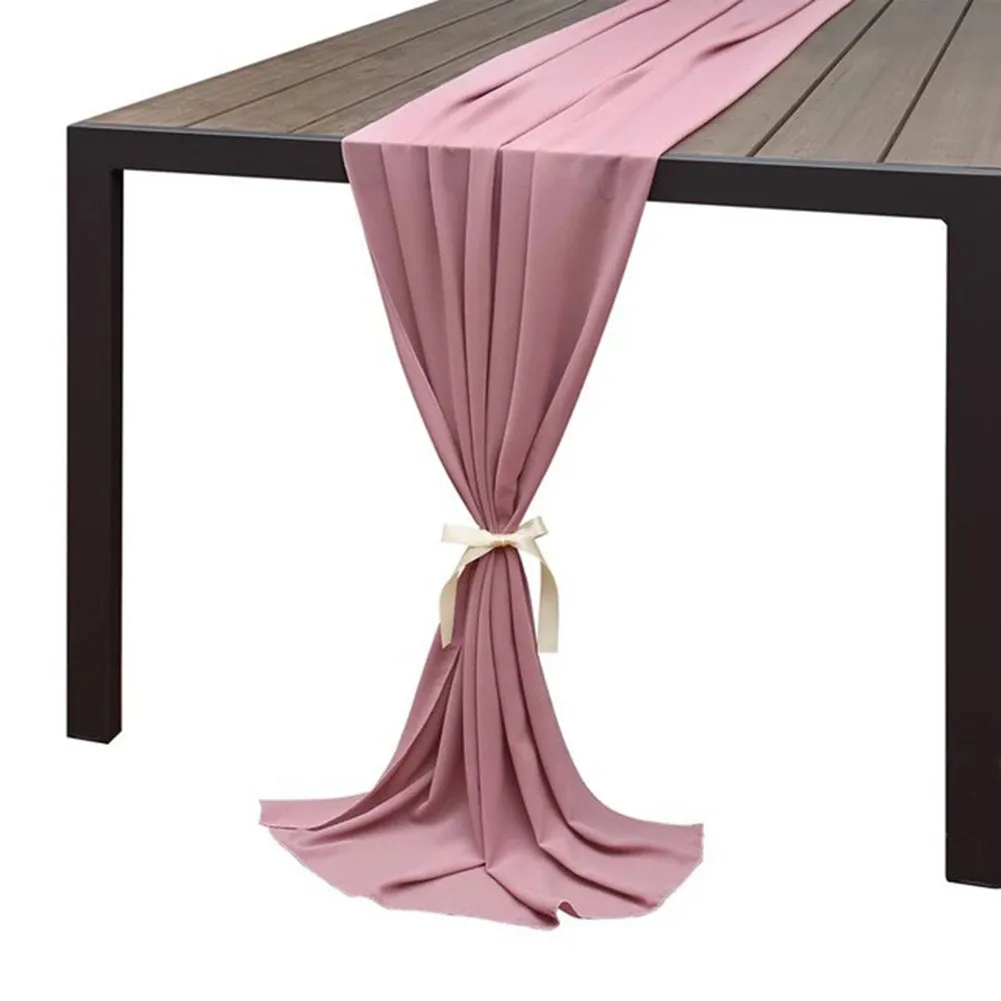 

Beautiful Soft Chiffon Table Runner For Wedding Party Banquets Bridal Chair Cover Backdrop Curtain Drapery Ceremony Reception