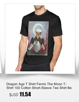 Dragon Age, футболка, Fenris The Moon, футболка, 100 хлопок, короткий рукав, футболка, пляжный рисунок, 4xl, Мужская забавная футболка