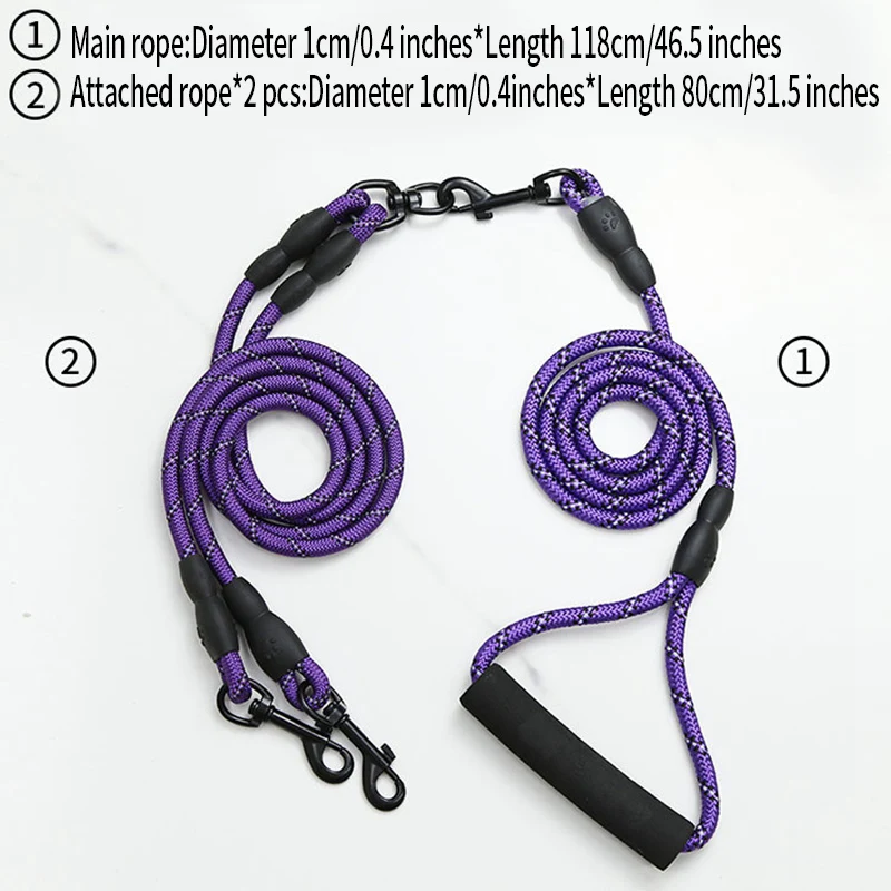 

Nylon Reflective Dog Lead Leash for Two Dogs Traction Rope Durable Leash Rope Safety Walking Training Pet Accessories Dog Collar