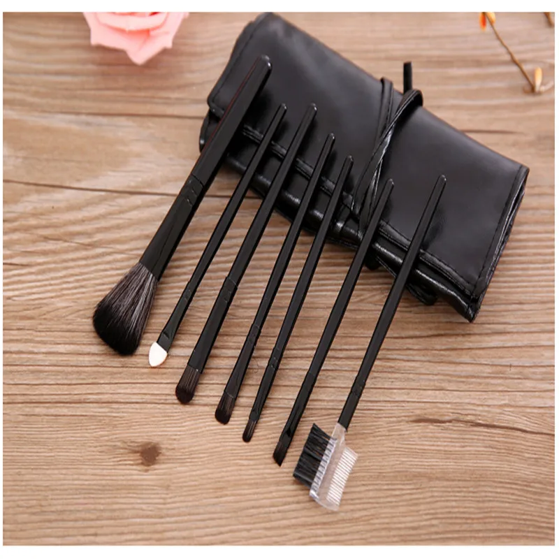 Высокое качество 7/1 шт набор кисточек для макияжа глаз с кожаный чехол сумка