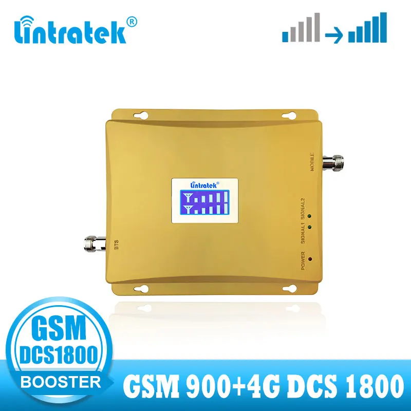 Lintratek 4G усилитель сигнала GSM двухдиапазонный сотовый мобильный dcs 1800 репитер LTE