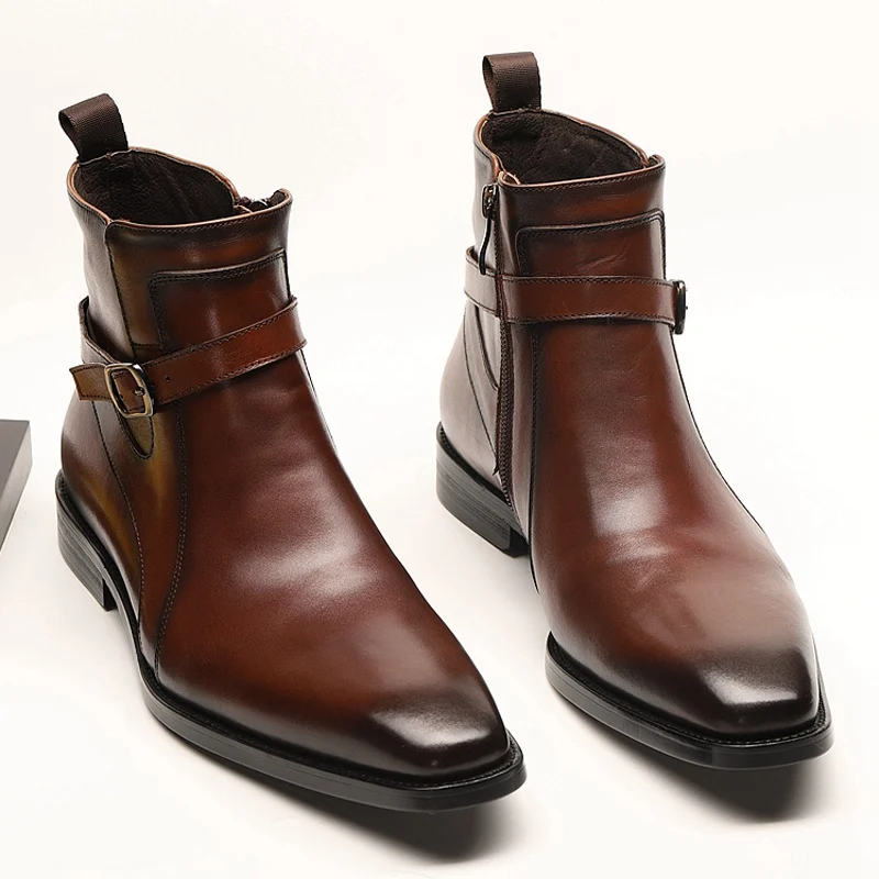 Элегантный квадратный носок мужская деловая официальная Туфли под платье обувь