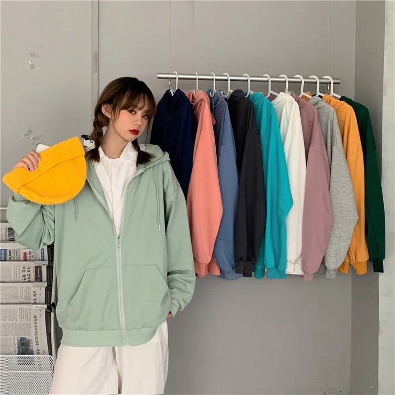 

Hooded sweater women's spring and autumn 2021 new Korean loose long lazy cardigan jacket casual student jacket