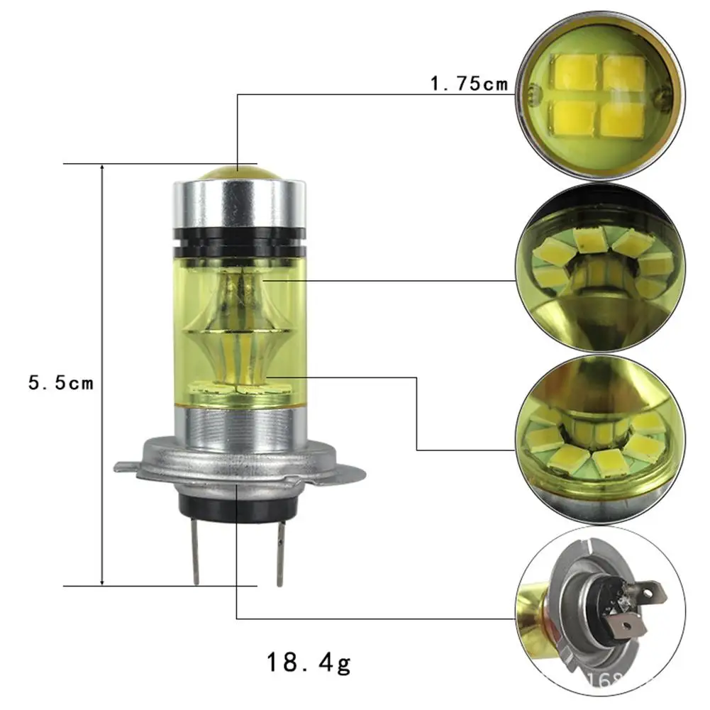 

2 шт., Автомобильные противотуманные фасветильник H7 2835 LED 100W