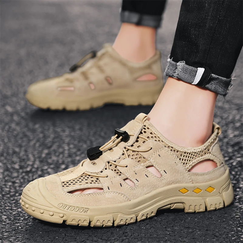 

2021 New Summer Mesh Sneakers Casual Breathable Men Shoes Outdoor Beach Wading Shoes Comfortable Men's Sandals Big Size 46