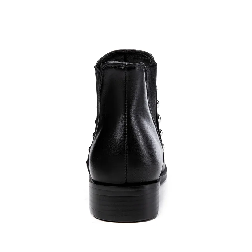 Женские ботинки челси из ПУ кожи на низком каблуке с круглым носком|Женские