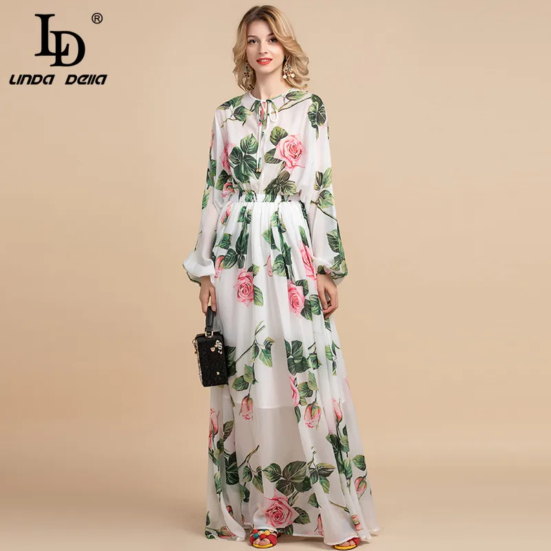 LD LINDA DELLA лето мода взлетно посадочной полосы Boho Макси платья для женщин с длинным