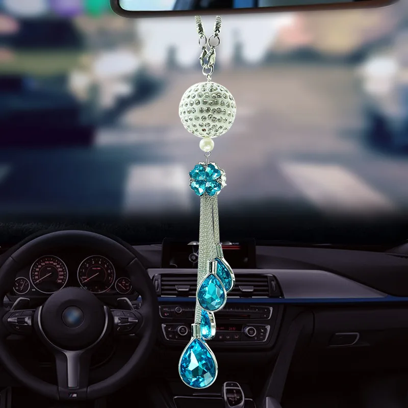 

Car rearview mirror pendant metal pendant car crystal interior pendant fine decorative Rhinestone pendant ornament