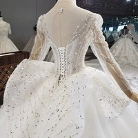 HTL1629 Luxurious And Elegant Charming Deep V-Neck Wedding Dress 2020 Ball Gowns Long Sleeve