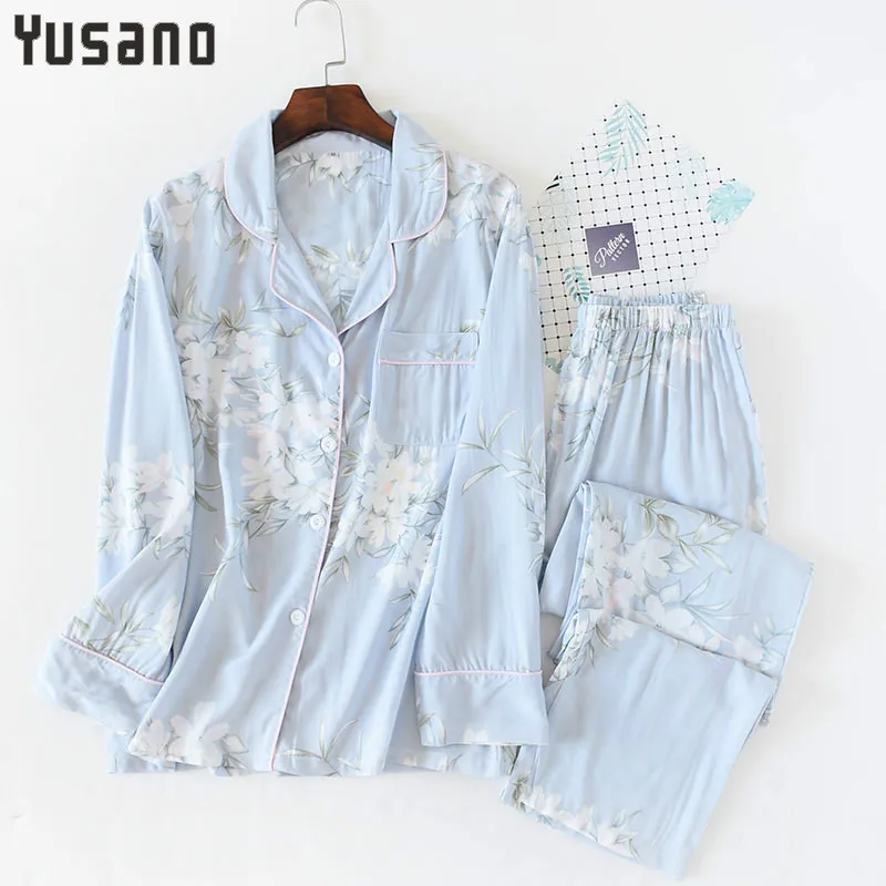 Pajama Set Casual Sleep Wear Sets Long Sleeves Turn-down Collar Home Clothes Women Summer Homewear | Женская одежда