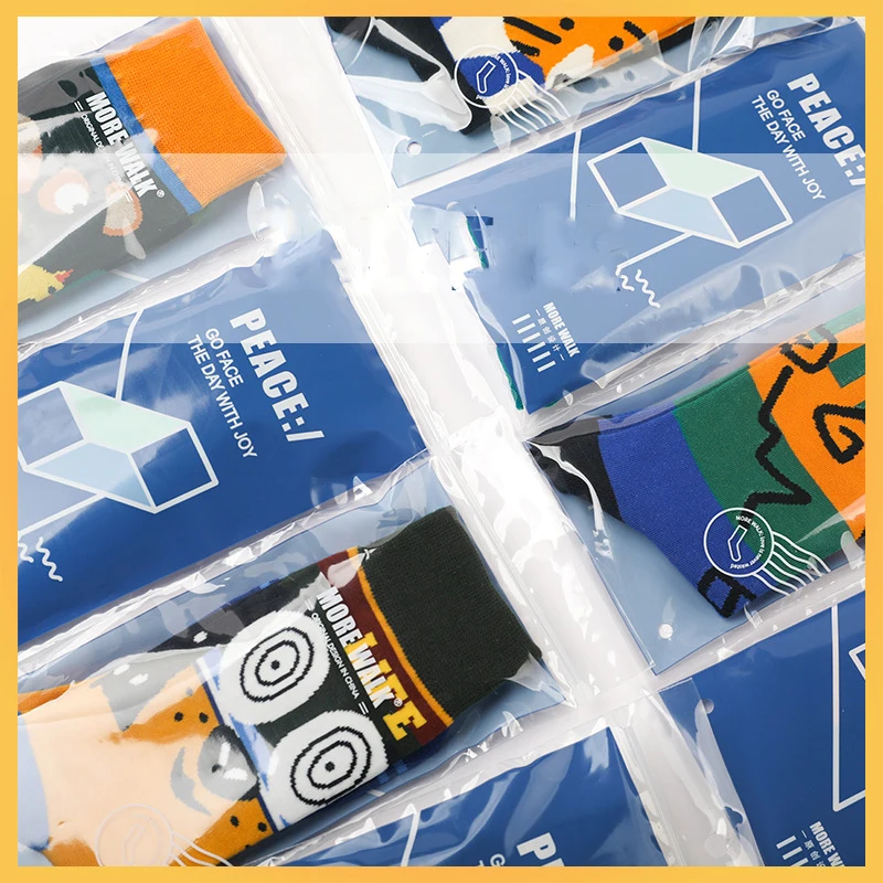 

MOREWALK Designer Socks INS Port Style Middle Barrel Letter Japanese Harajuku Street Tide Brand Men and Women Skateboard Socks