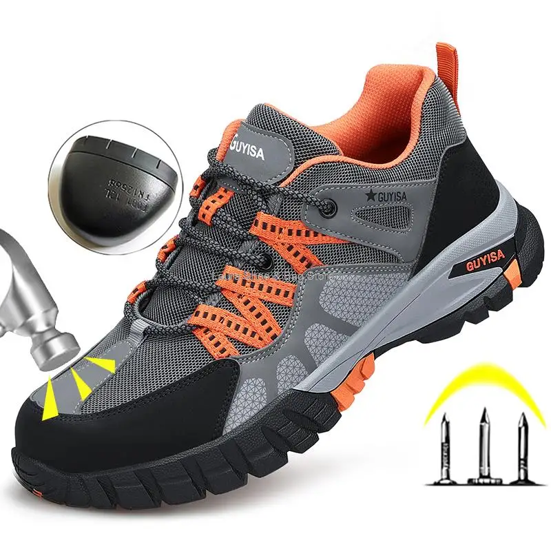 

New work shoes men boots anti-smash puncture proof safety shoes male comfortable work boots outdoor hiking boots dropshipping