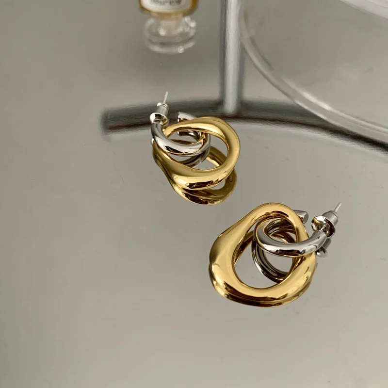 

Kshmir Detachable dual-use Korean chic metal gold patchwork women's base earrings with free mail earrings and jewelry gifts