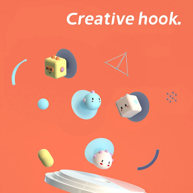 

Cute Cartoon 3D Animal Hooks Wall Adhesive Bumper Hat Key Rack Hanger room Hook