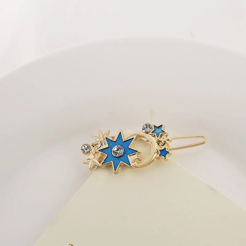 Новые горячие модные золотые звезды блестящие стразы Boho Moon изысканные эффектные синие заколки для волос парики женские ювелирные изделия